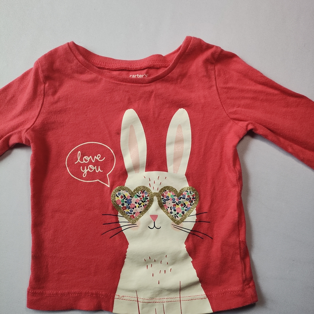 Carter's Red Long Sleeve Bunny Tees - Picture 2 of 4